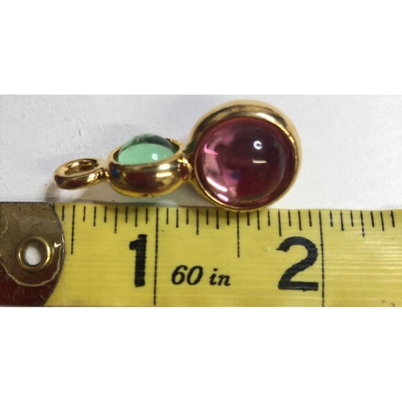 24 Gold-Tone Double-Sided Glass Charms With Red & Green Gem-Style Accents - Picture 1 of 5